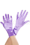 Wrist length satin gloves