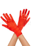 Wrist length satin gloves