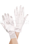 Wrist length satin gloves