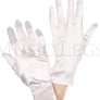 Wrist length satin gloves