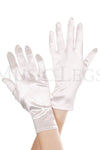 Wrist length satin gloves