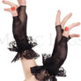 Lace ruffle fishnet fingerless gloves