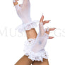 Lace ruffle fishnet fingerless gloves