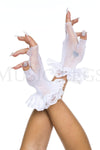 Lace ruffle fishnet fingerless gloves