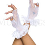 Lace ruffle fishnet fingerless gloves