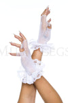 Lace ruffle fishnet fingerless gloves