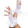 Lace ruffle fishnet fingerless gloves