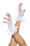 Lace ruffle fishnet fingerless gloves
