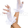 Lace ruffle fishnet fingerless gloves