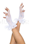 Lace ruffle fishnet fingerless gloves