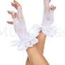 Lace ruffle fishnet fingerless gloves