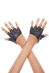 Short faux leather fingerless gloves