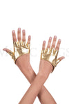 Short faux leather fingerless gloves