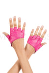Short faux leather fingerless gloves