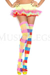Neon color rectangle checker thigh hi
