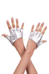 Short faux leather fingerless gloves