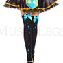 Star print with satin bow thigh hi