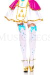 Star print with satin bow thigh hi