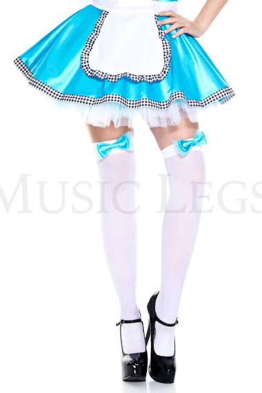 Satin bow with mesh thigh hi