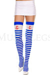 Anchor print stripes opaque thigh hi