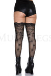 Leaf and lace thigh hi