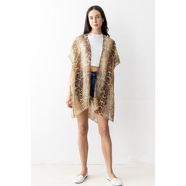 DIONA J FASHION SNAKE PRINT KIMONO ONE SIZE COLOR BEIGE