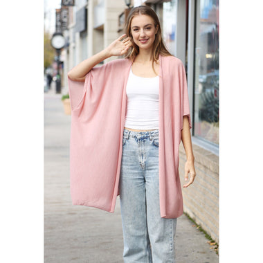 DIONA J STYLISH FASHIONABLE SOLID KIMONO CARDIGAN ONE SIZE COLOR PINK