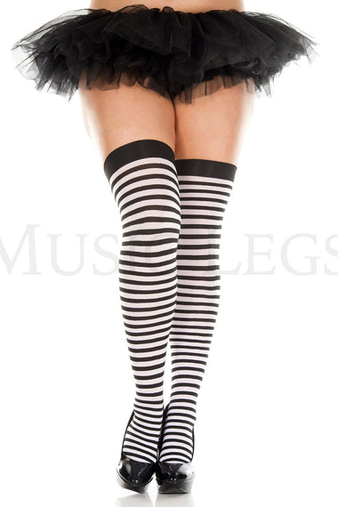 Plus size striped thigh hi