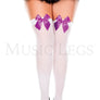 Plus size satin bow opaque thigh hi