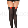 Contrast ribbon lacing opaque thigh hi