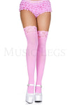 Opaque Thigh Highs with Lace Top