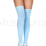Opaque Thigh Highs with Lace Top