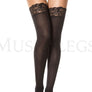 Opaque Thigh Highs with Lace Top
