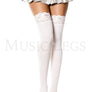 Opaque Thigh Highs with Lace Top