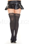 Plus Size Opaque Thigh Highs with Lace Top