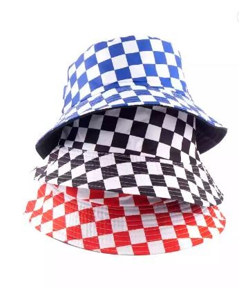 Checker bucket hats fisherman hat