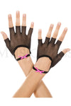 Fishnet fingerless gloves with satin bow wrist band