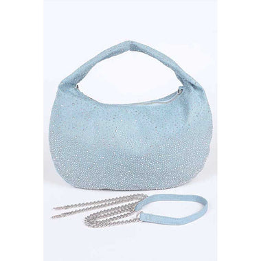 DIONA J MICRO STUDS CONVERTIBLE DENIM HOBO BAG COLOR LIGHT BLUE