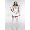 Sexy Leaf Nurse 3 Pc Button Up White Women's Halloween Costume Set Size M/L