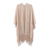 DIONA J FLORAL LACE KIMONO WITH TASSEL ONE SIZE COLOR BEIGE