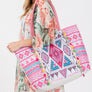 DIONA J BOHO PRINT FRINGE TOTE BAG ONE SIZE MULTICOLOR
