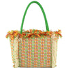 Diona J Women's Fringe Fashion Woven Color Tone Tote Bag Mint Green