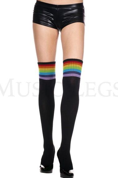 Rainbow stripe acrylic thigh hi