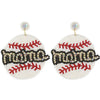 Diona J Game Day Softball Seed Beaded Mama Post and Drop Earrings