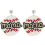 Diona J Game Day Softball Seed Beaded Mama Post and Drop Earrings