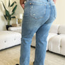 Judy Blue Full Size Mid Rise Distressed Straight Jeans