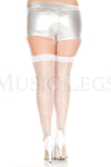 Plus size backseam and lace top fishnet thigh hi