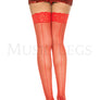 Lace Top Fishnet Thigh High with Backseam