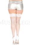 Plus size backseam fishnet thigh hi with lace top