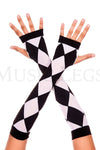 Diamond design elbow length fingerless arm warmers